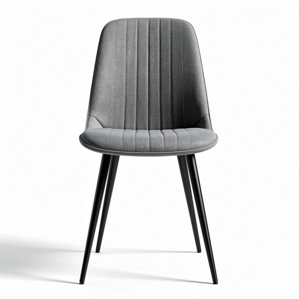 Fabric dining chair with vertical stitching and black metal legs 45 x 50 x 85cm