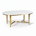 Oval coffee table with marble top and gold metal legs 120 x 70 x 45cm