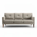 Three-seater sofa in light gray fabric with wooden legs 180 x 80 x 80cm