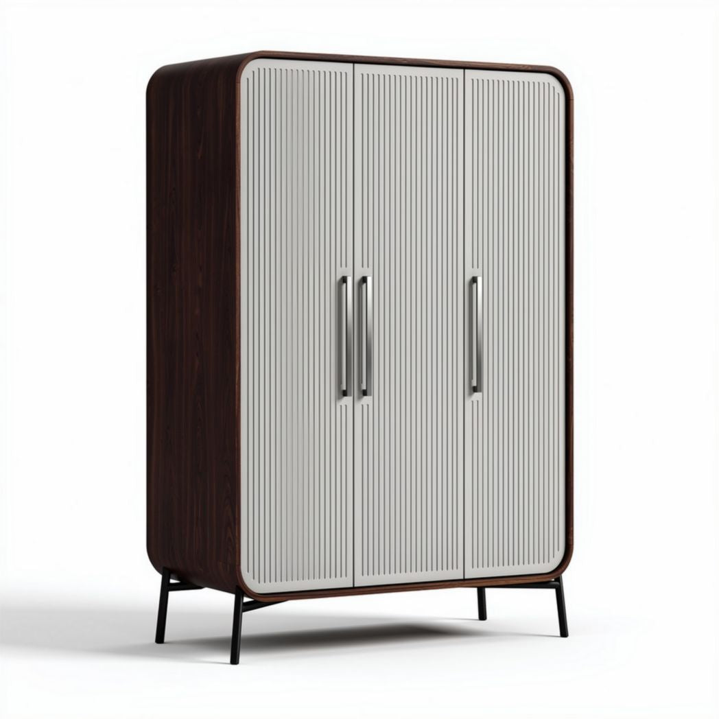 Wooden wardrobe with three doors and metal legs 90 x 50 x 180cm