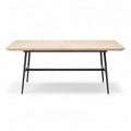 Wooden dining table with black metal legs 180 x 90 x 75cm for indoors