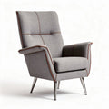 Yellow upholstered accent chair with button tufting and wooden legs 80 x 70 x 90cm