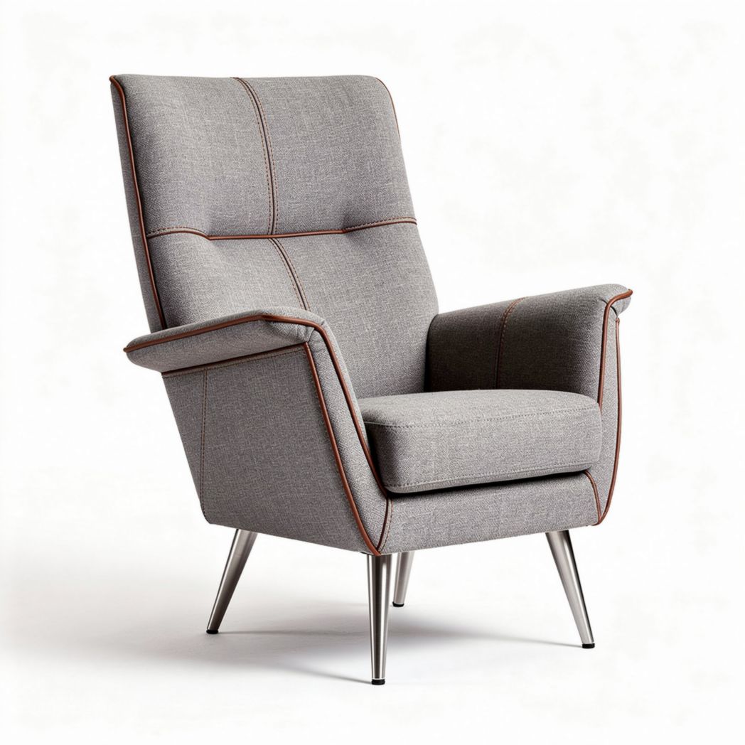 Yellow upholstered accent chair with button tufting and wooden legs 80 x 70 x 90cm