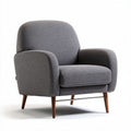 Fabric accent chair with wooden arms and legs in beige color 80 x 70 x 90cm