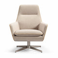 Modern swivel chair in beige fabric with stainless steel base 75 x 80 x 90cm