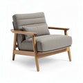 Gray fabric armchair with wooden frame suitable for living room decor